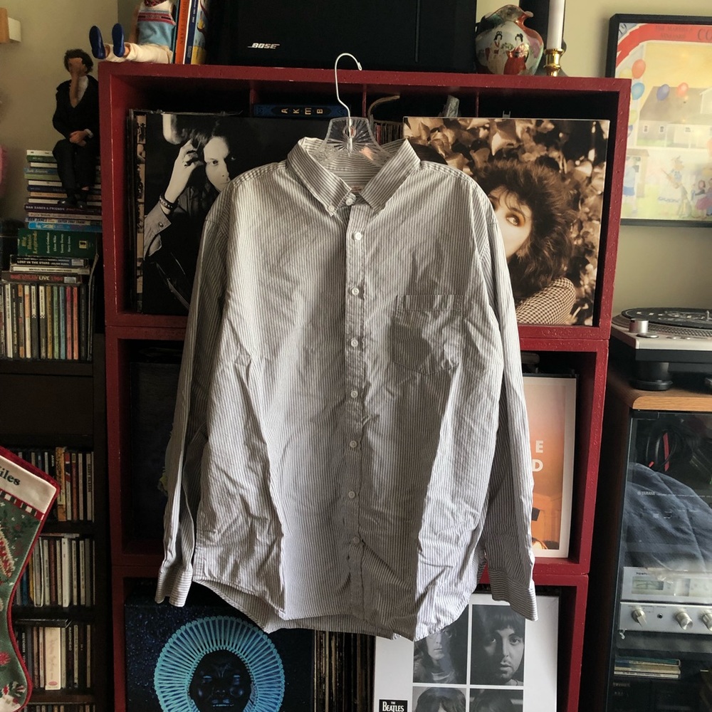 White and Blue striped Button Down